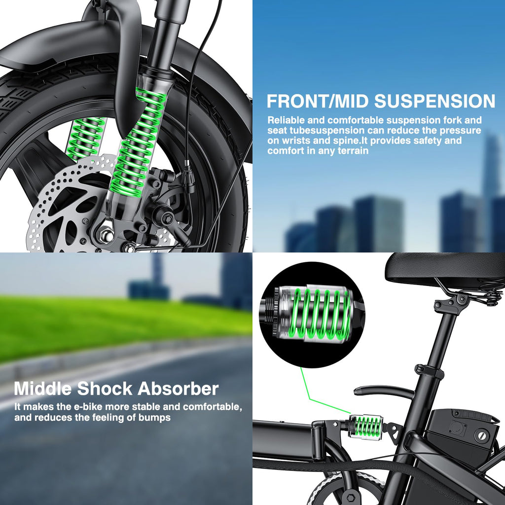 560W Motor 24MPH 32 Miles Range 48V 10Ah Battery 14" Foldable Electric Bike with Basket W280020