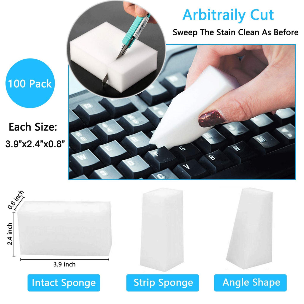 100 Pack Melamine Foam Sponge Eraser White T396
