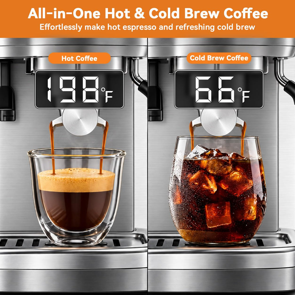 Espresso Machine with Grinder, 20 Bar, Milk Frother Y1442