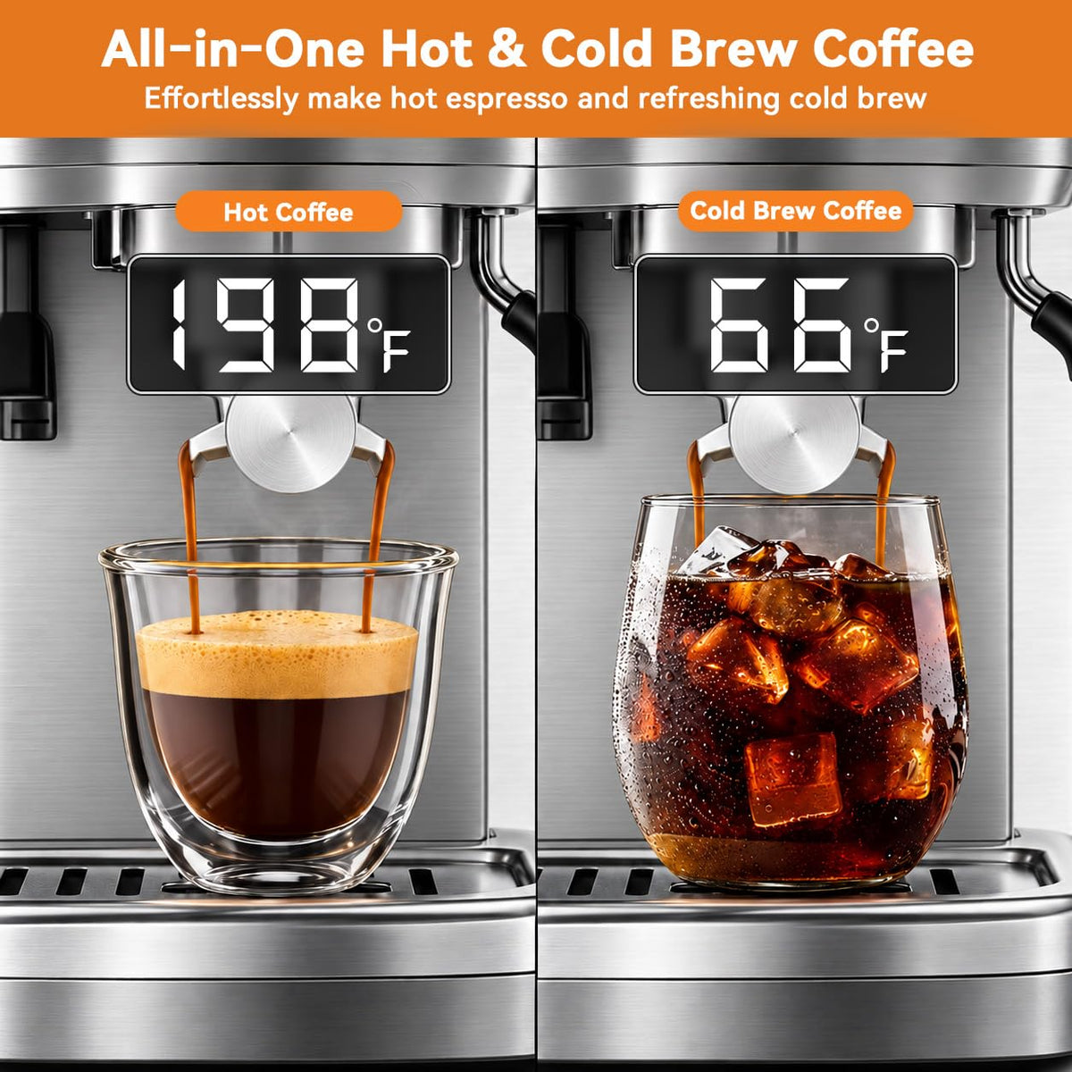 Espresso Machine with Grinder, 20 Bar, Milk Frother Y1442