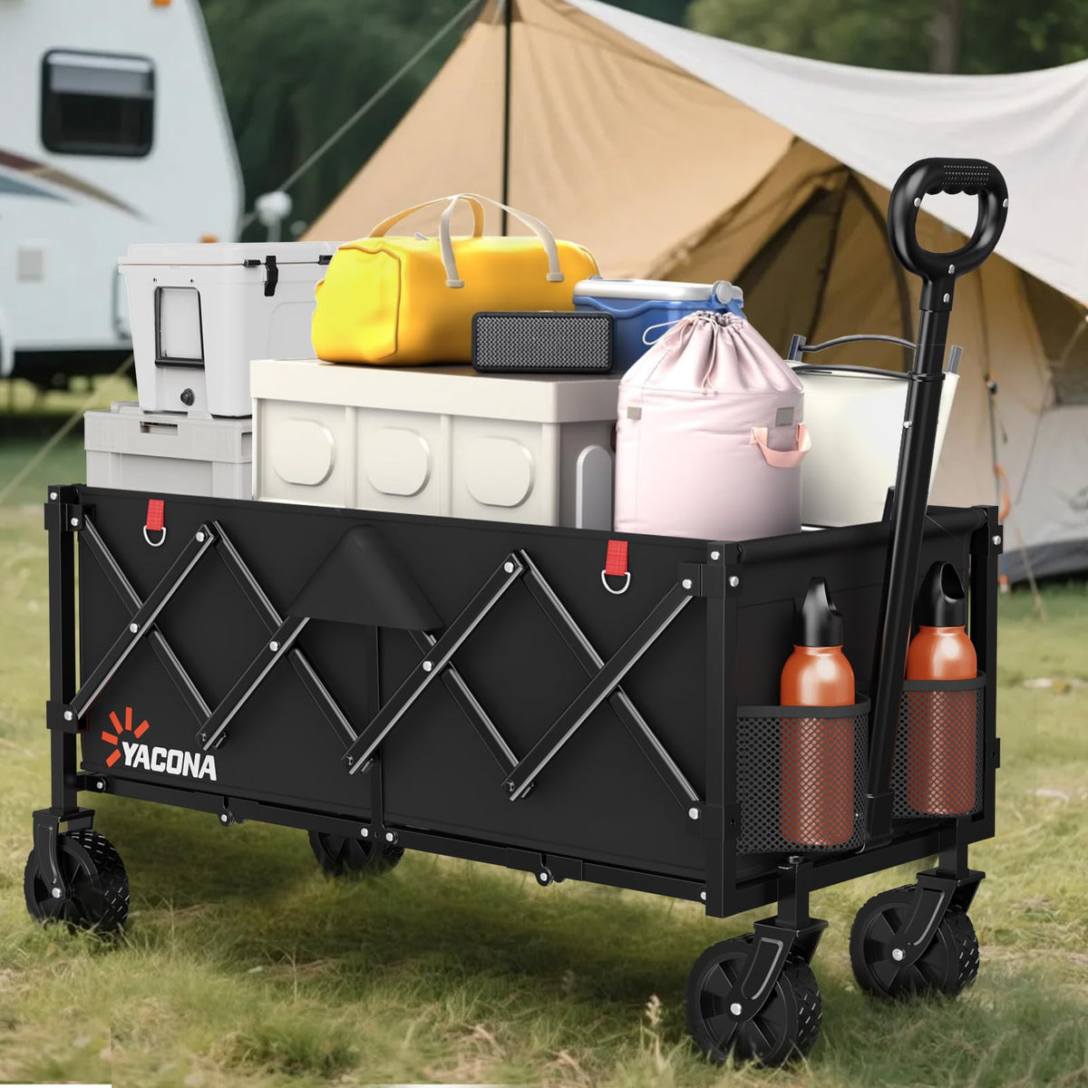 35" Extra Long Foldable Wagon Cart with Wheels N82764