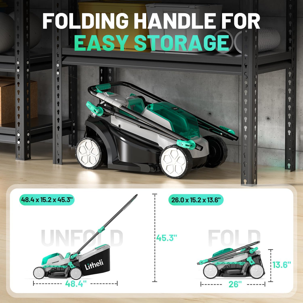 13" Cordless Electric Lawn Mower with Battery & Charger F35878