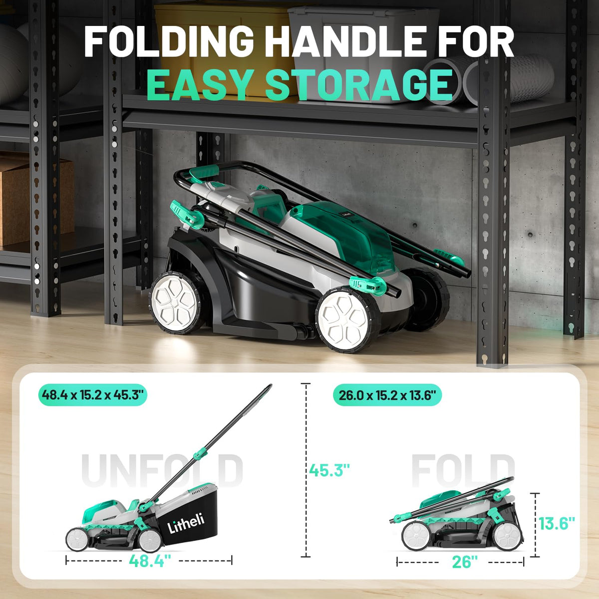 13" Cordless Electric Lawn Mower with Battery & Charger F35878