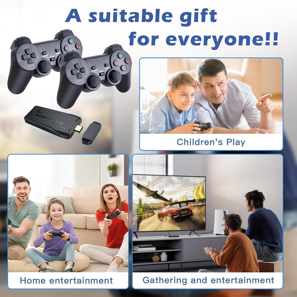 64G Wireless Game Stick 4K HDMI Game Console with 2.4G Wireless Controller W152