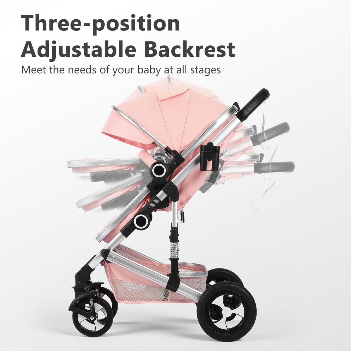 2 in 1 Convertible Baby Stroller, Diaper Bag, Pink O271980