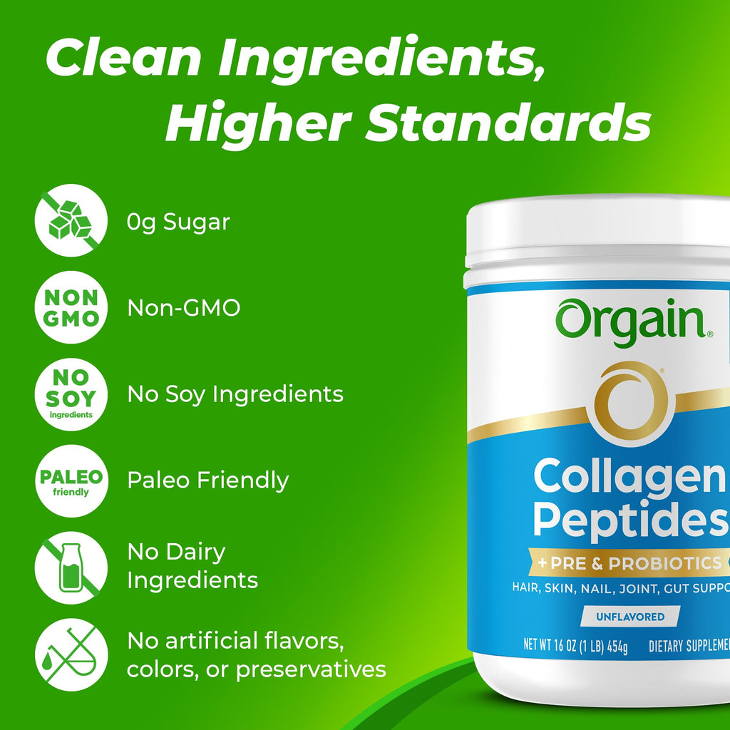 Collagen Peptides + Prebiotic & Probiotics Powder, 1lb Q489