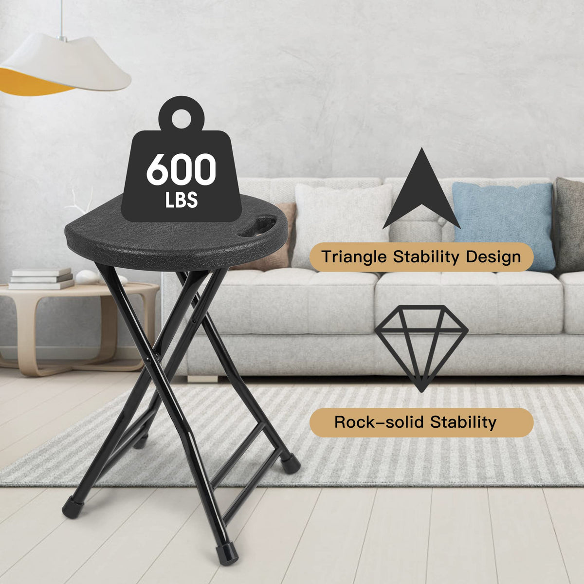 Folding Stool with Handle and Non-Slip Feet X634