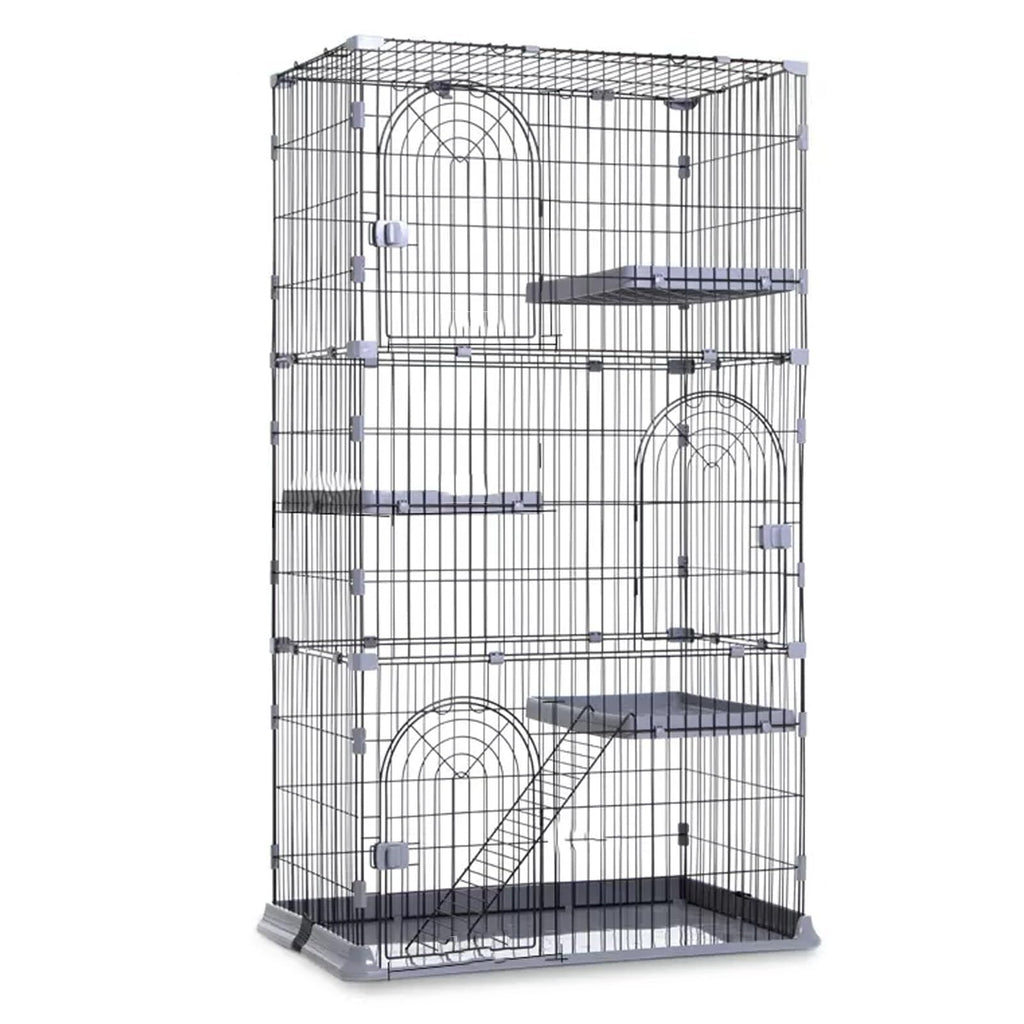 3/4-Tier Wire Cat Cage Playpen Kennel with Hammock G269