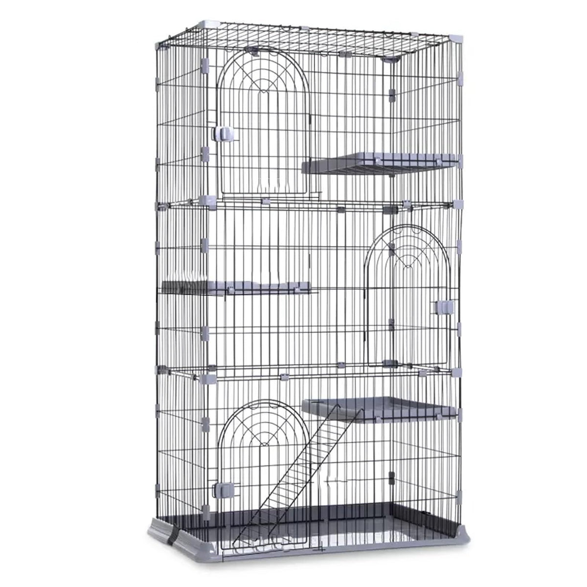 3/4-Tier Wire Cat Cage Playpen Kennel with Hammock G269