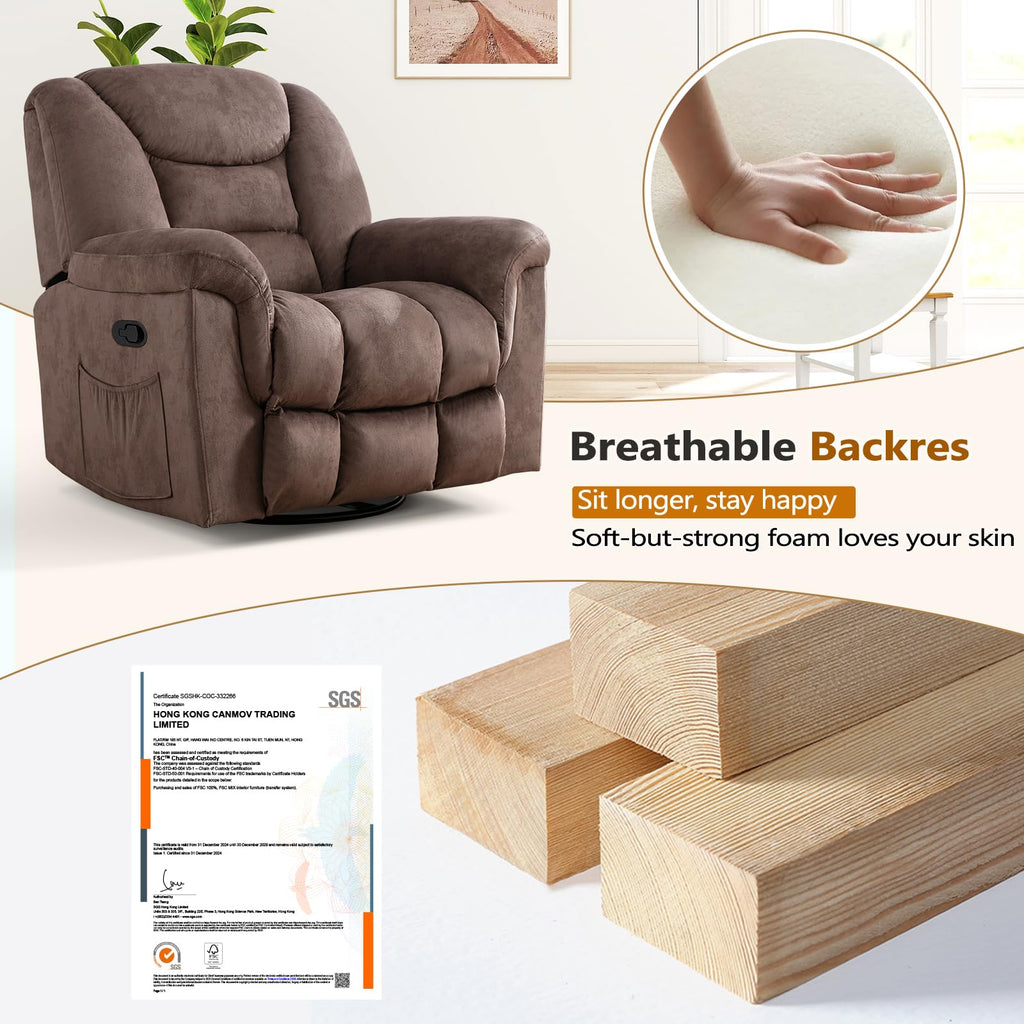 Oversized Manual Swivel Rocker Recliner Chair M1477