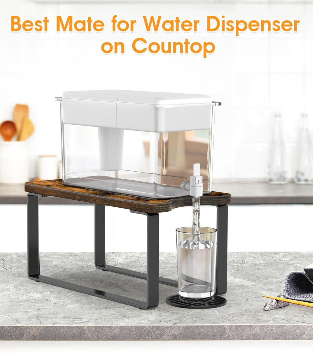 Wood Water Filter Dispenser Stand with Drip Tray A39020