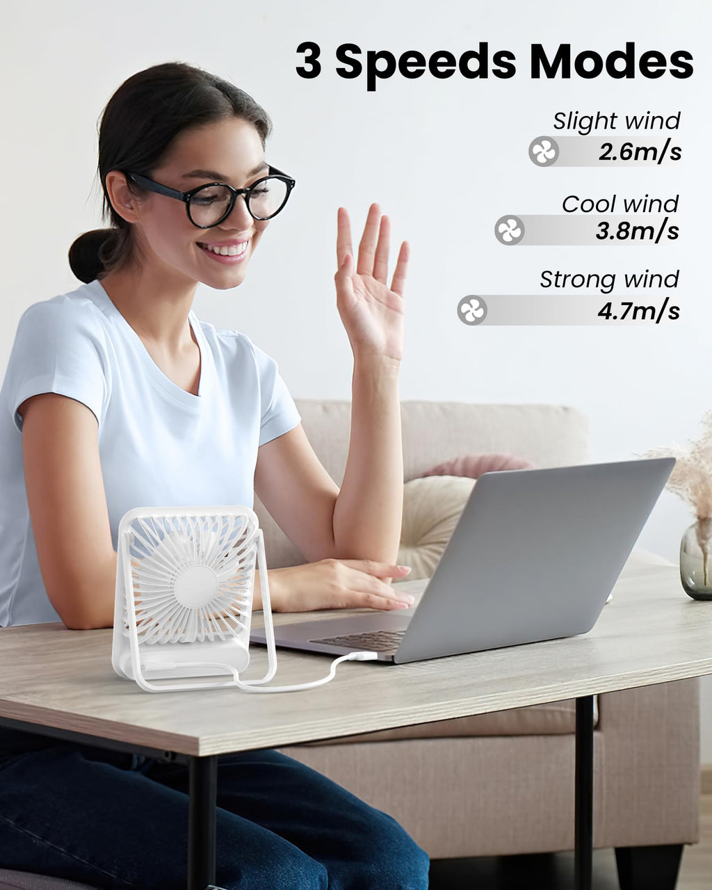 White USB Desk Fan Z718