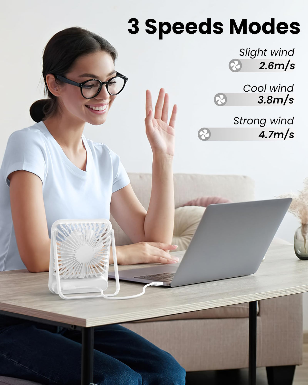 White USB Desk Fan Z718