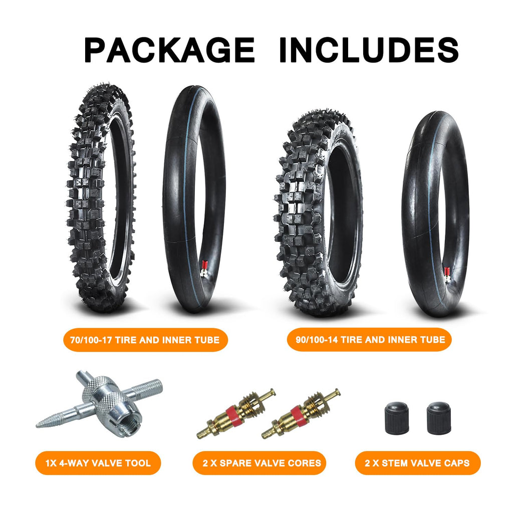 90/100-14 3.00-14 70/100-17 2.75-17 Tire and Inner Tube C491629