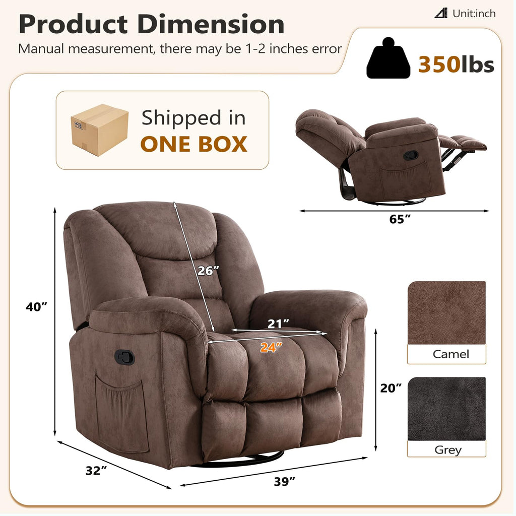 Oversized Manual Swivel Rocker Recliner Chair M1477