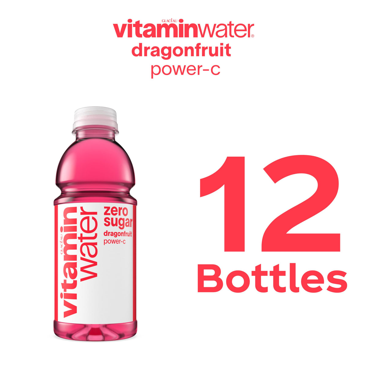 Dragonfruit Flavored Electrolyte Enhanced Bottled Water with Vitamin b5, b6, b12, 20 Fl Oz, 12 Pack R131