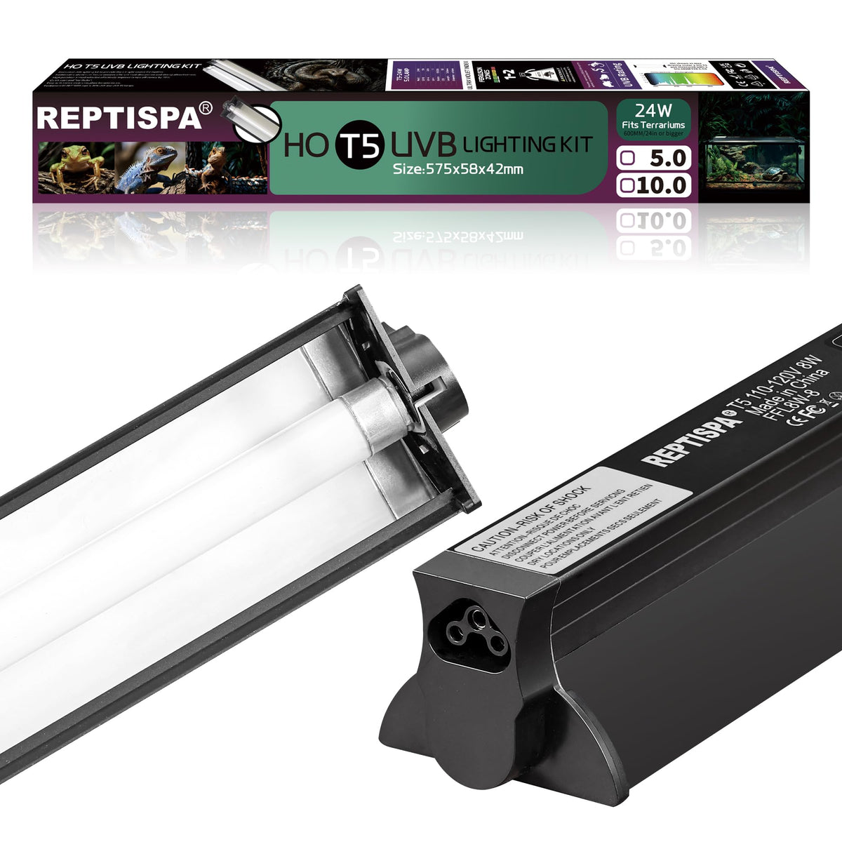 24W T5 HO UVB Reptile Light Fixture with Fluorescent Bulbs F7164