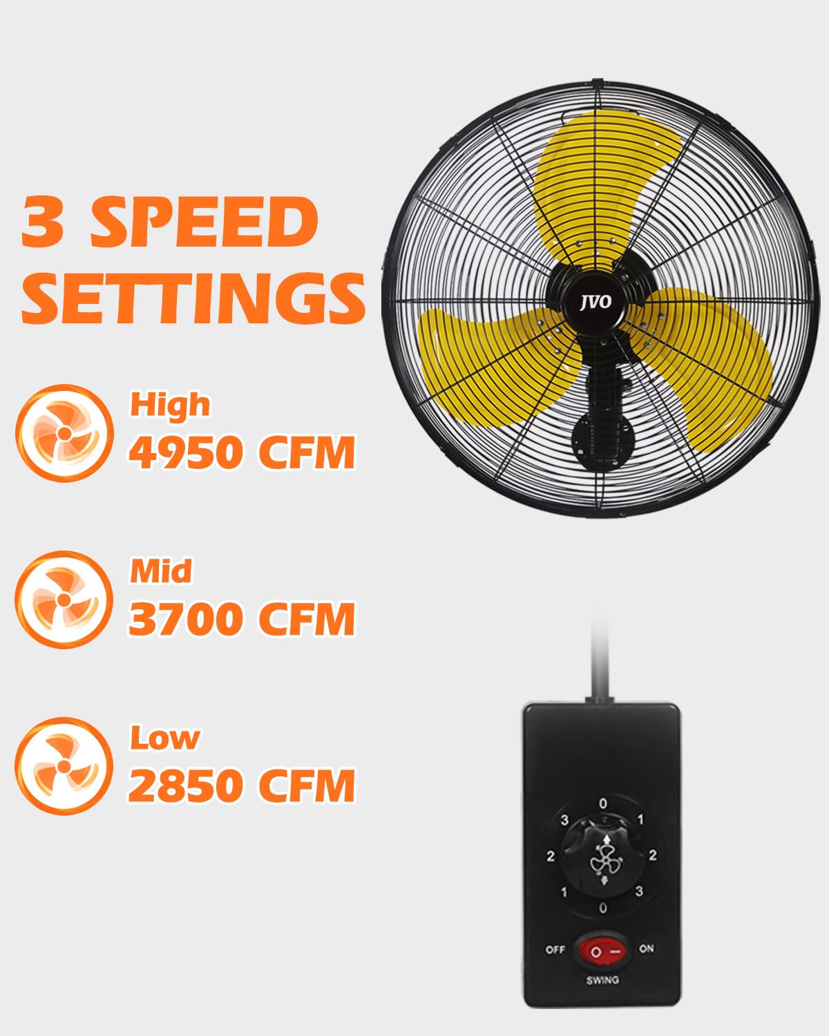 20 inch High Velocity Oscillating Wall Mount Fan V507