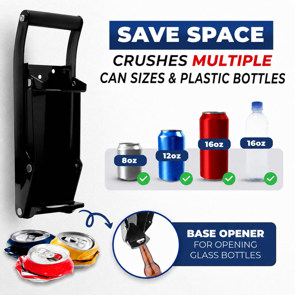 Wall Mounted Heavy Duty Can Crusher with Bottle Opener L570