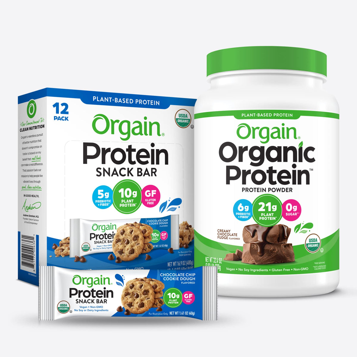 Organic Vegan Protein Powder and Protein Bars Bundle O55188