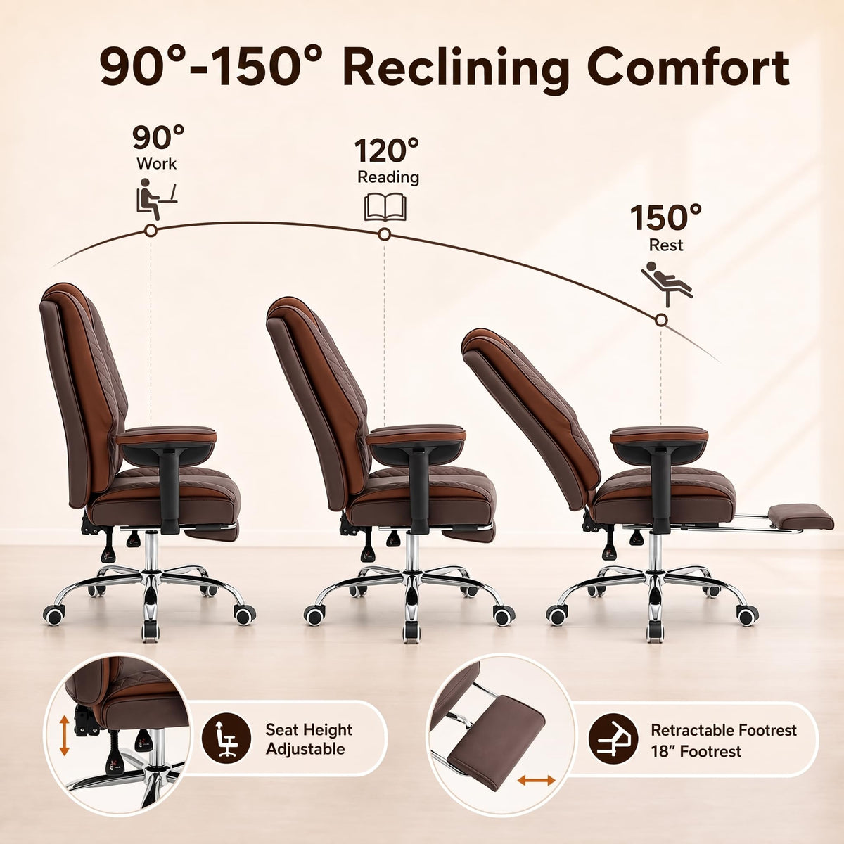 Big and Tall High Back Executive Office Chair with Foot Rest M144