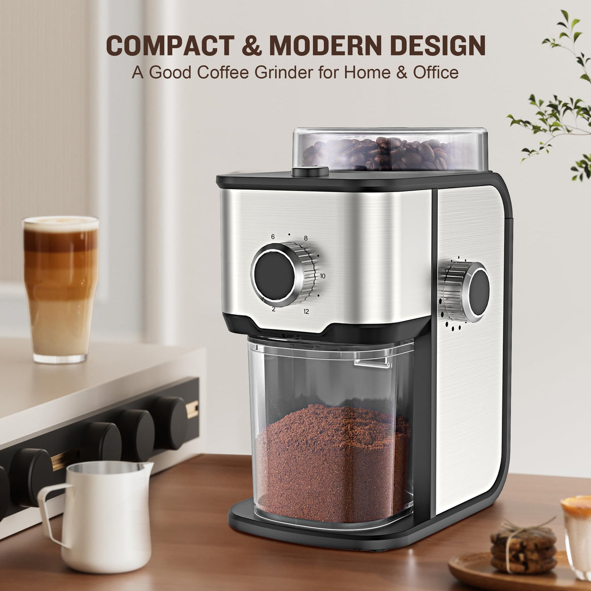 Adjustable Electric Burr Coffee Grinder with 14 Grinding Settings D19781
