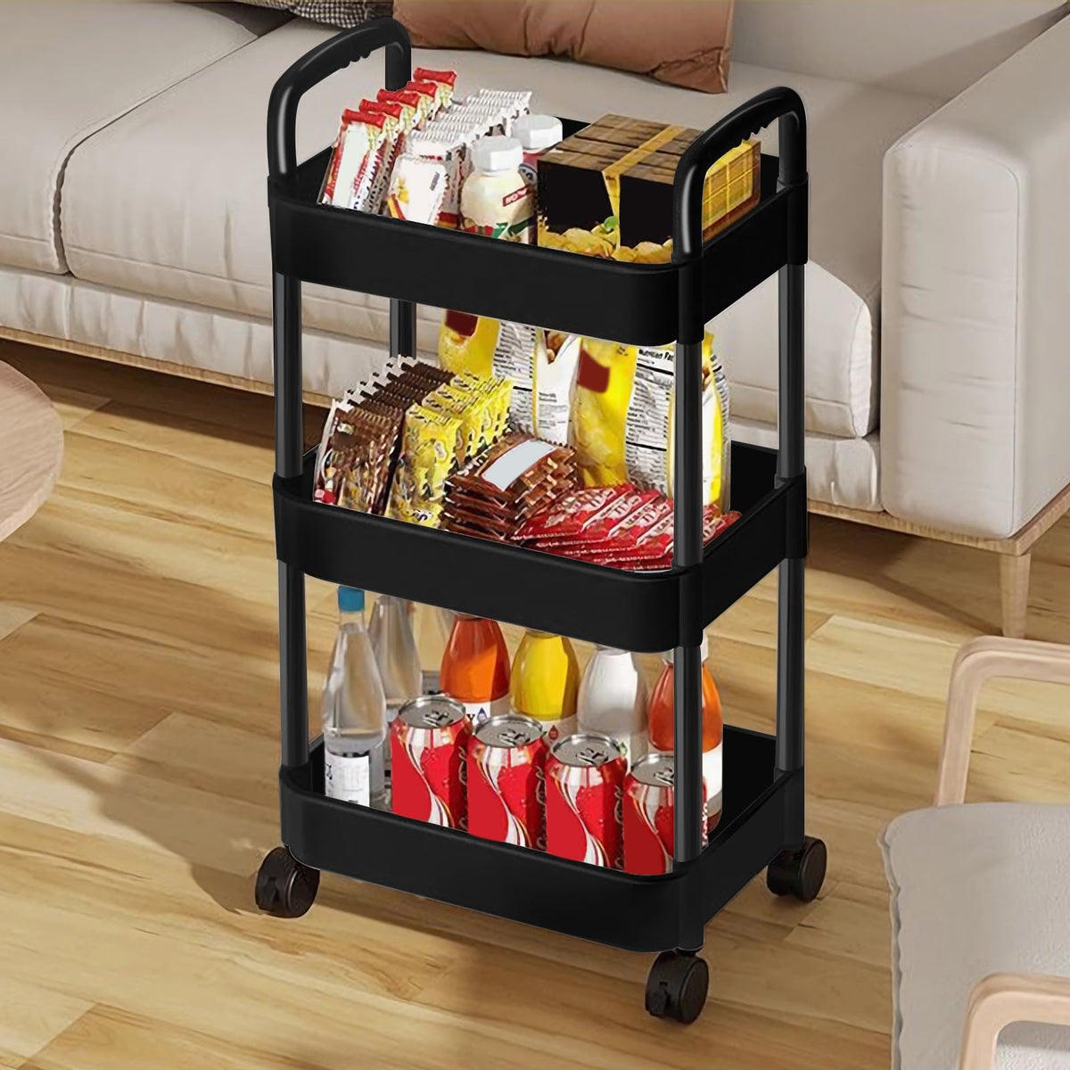 Black 3 Tier Rolling Cart J283284