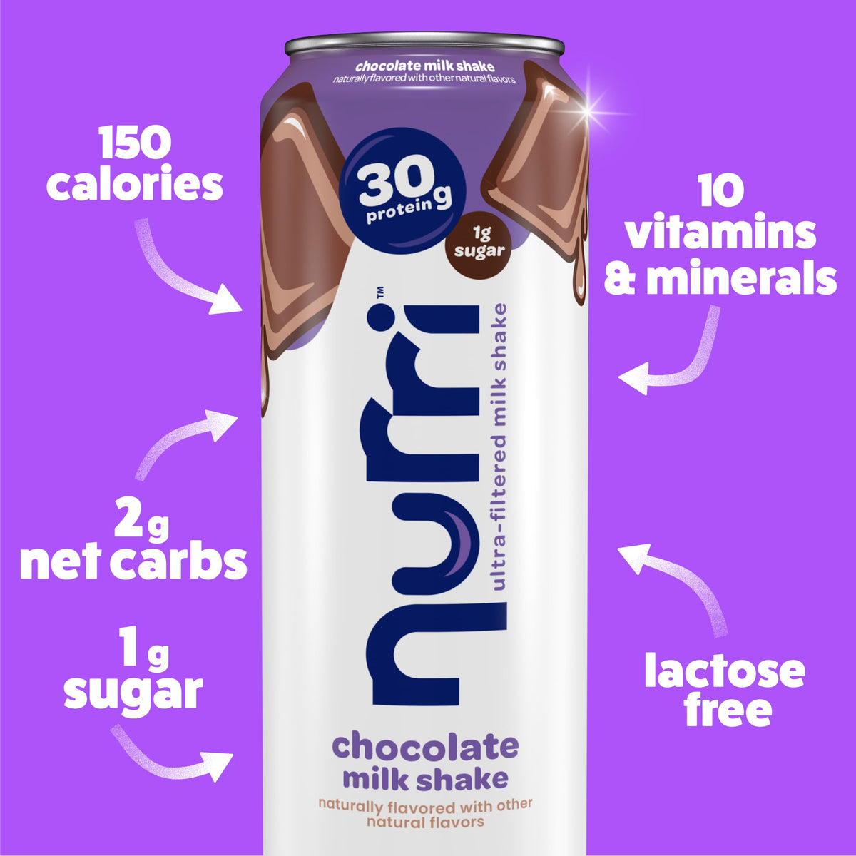 30g Protein Chocolate Lactose Free Milk Shake 12 Cans N93236