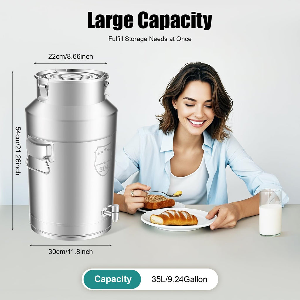 35L Stainless Steel Milk Can with Faucet J8771