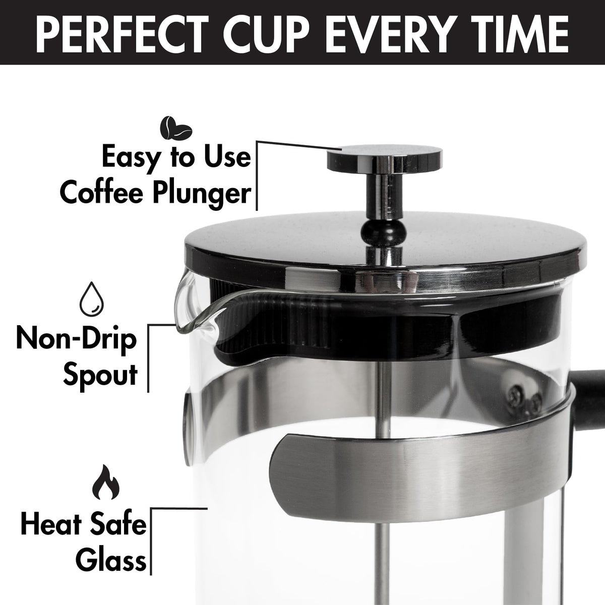 Borosilicate Glass French Press Coffee Maker 34-Ounces H423993