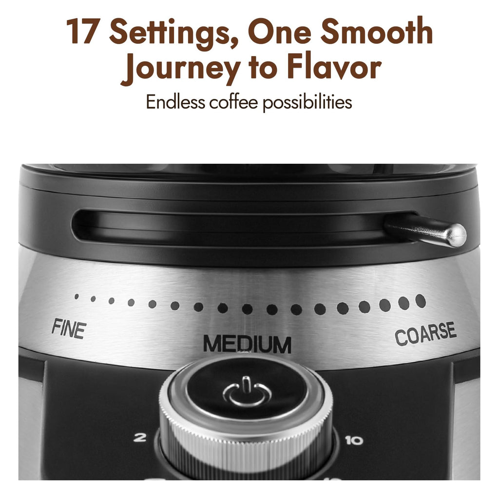 Electric Conical Burr Coffee Grinder with 17 Grind Settings, Black N513200