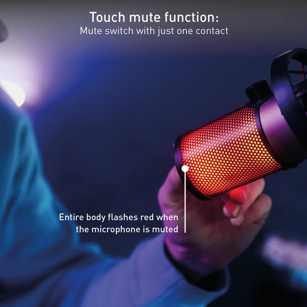 USB Microphone with RGB Lighting, 4 Polar Patterns, Black/Copper S83049