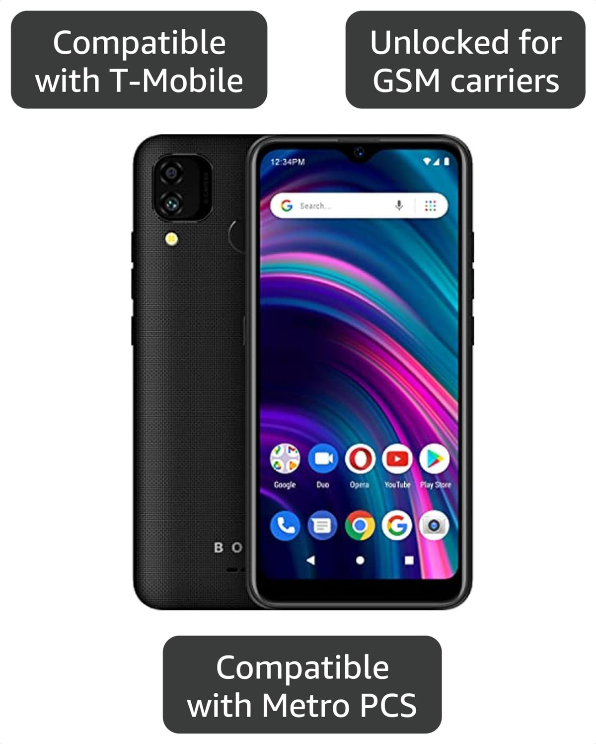 Unlocked 6.1” HD+ Infinity Display 32 GB Dual 13MP Camera Black T27269