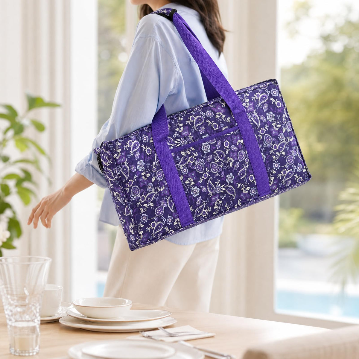 Purple 166 Tile Mahjong Set with Racks and Bag G95005