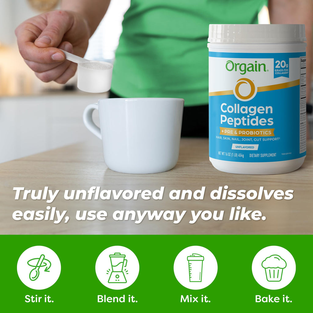 Collagen Peptides + Prebiotic & Probiotics Powder, 1lb Q489
