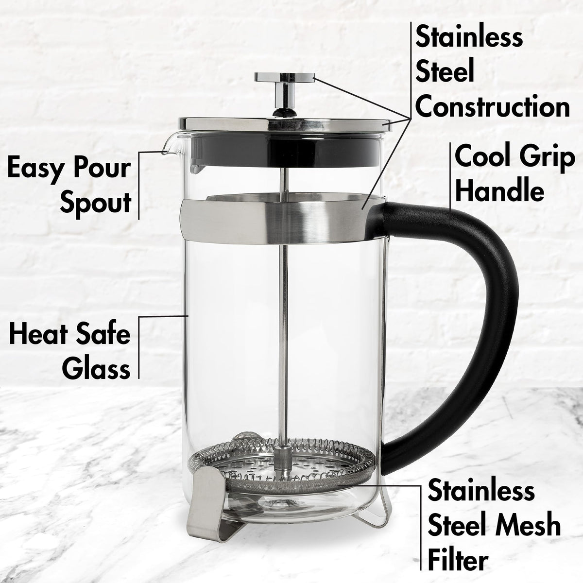Borosilicate Glass French Press Coffee Maker 34-Ounces H423993
