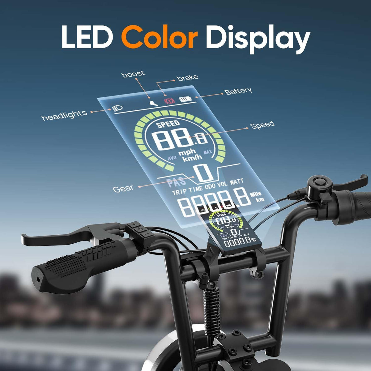 1000W Peak Electric Bike with 48V 13AH Battery, 16" Fat Tire Z696859