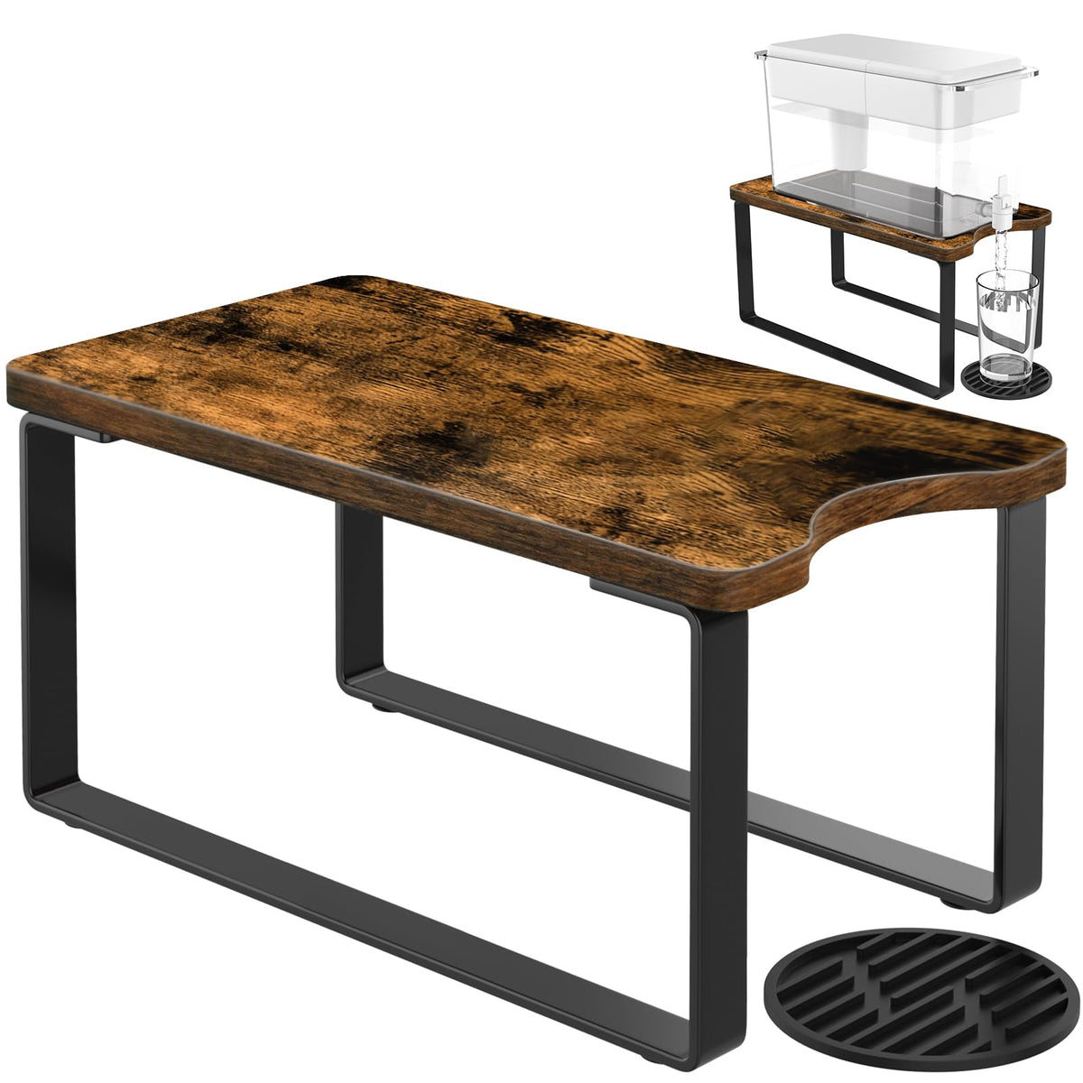 Wood Water Filter Dispenser Stand with Drip Tray A39020