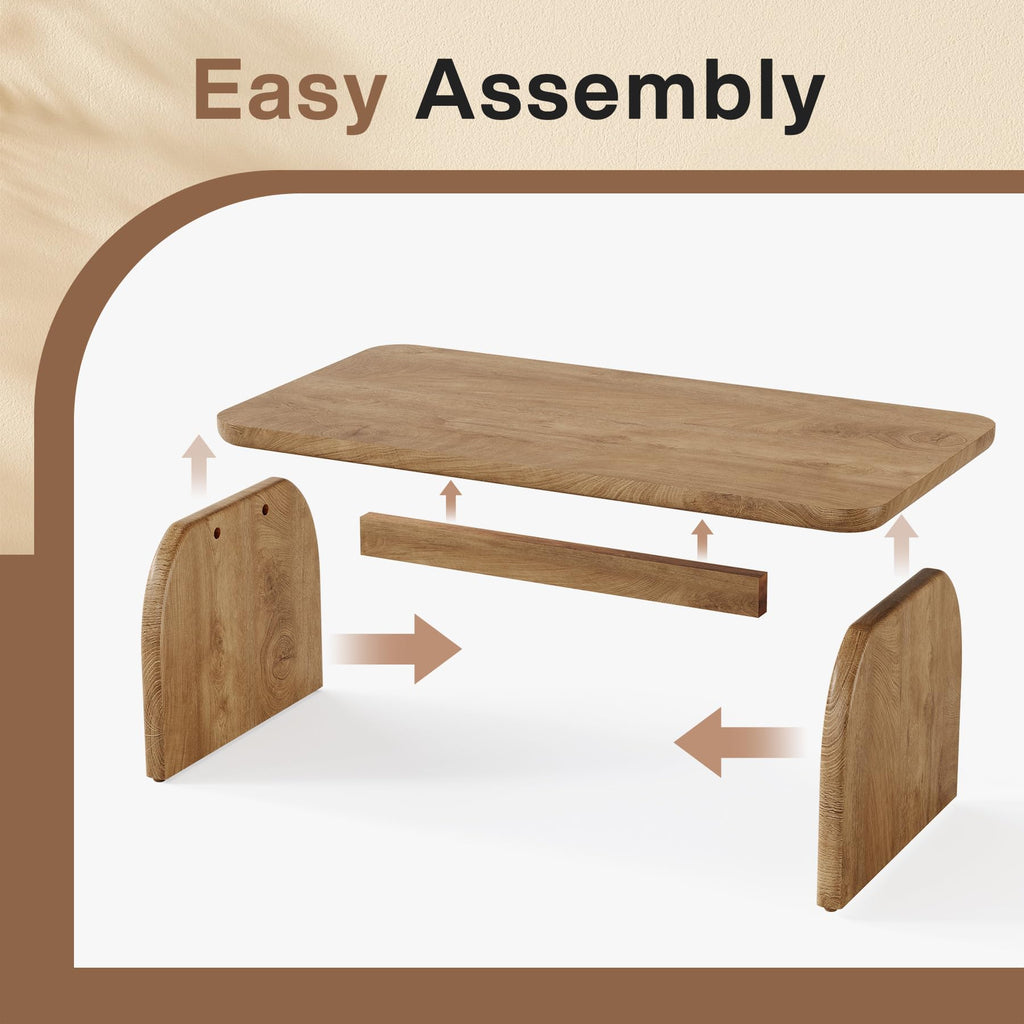 47-Inch Natural Brown Wood Coffee Table U633