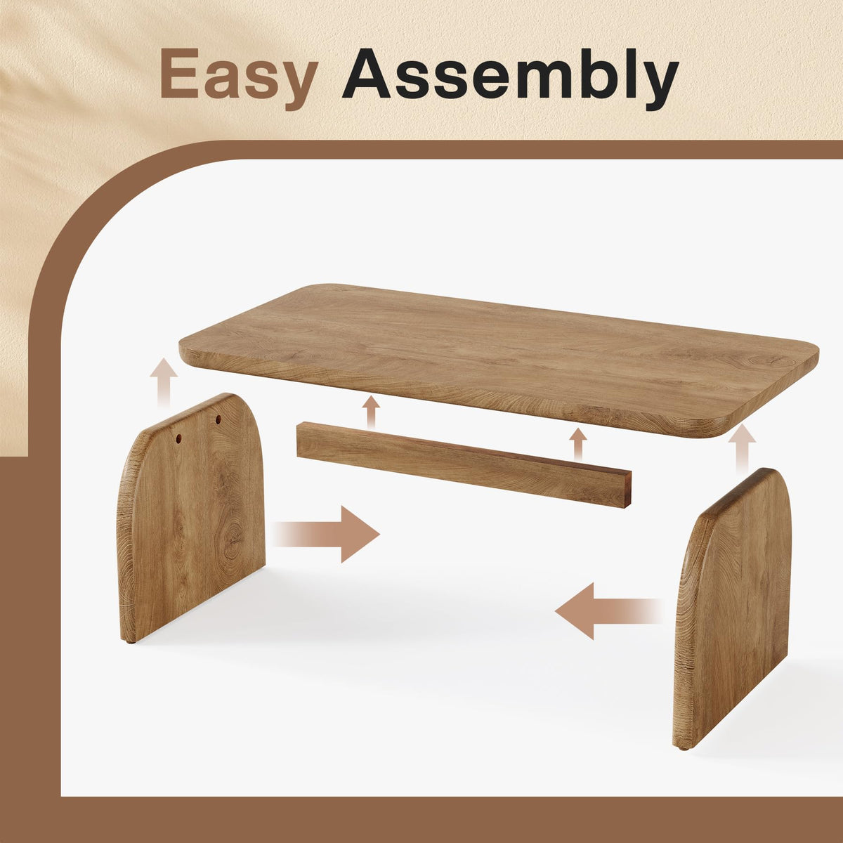 47-Inch Natural Brown Wood Coffee Table U633