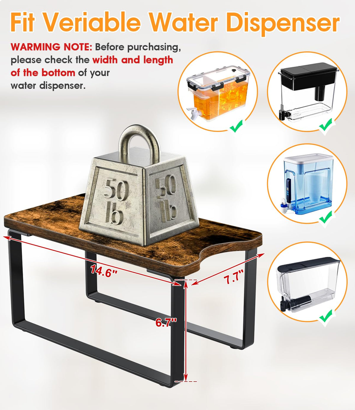 Wood Water Filter Dispenser Stand with Drip Tray A39020