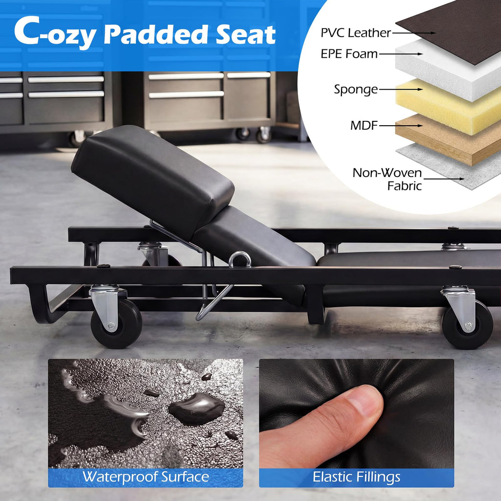 40 Inch Padded Rolling Creeper with 6 Swivel Casters Y63062