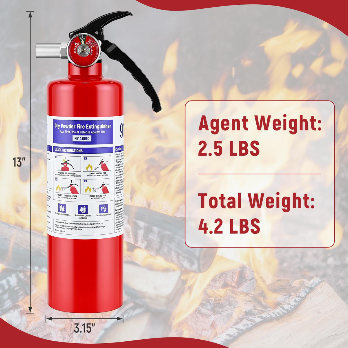 2 Pack 2.5LB ABC Dry Powder Fire Extinguisher X943