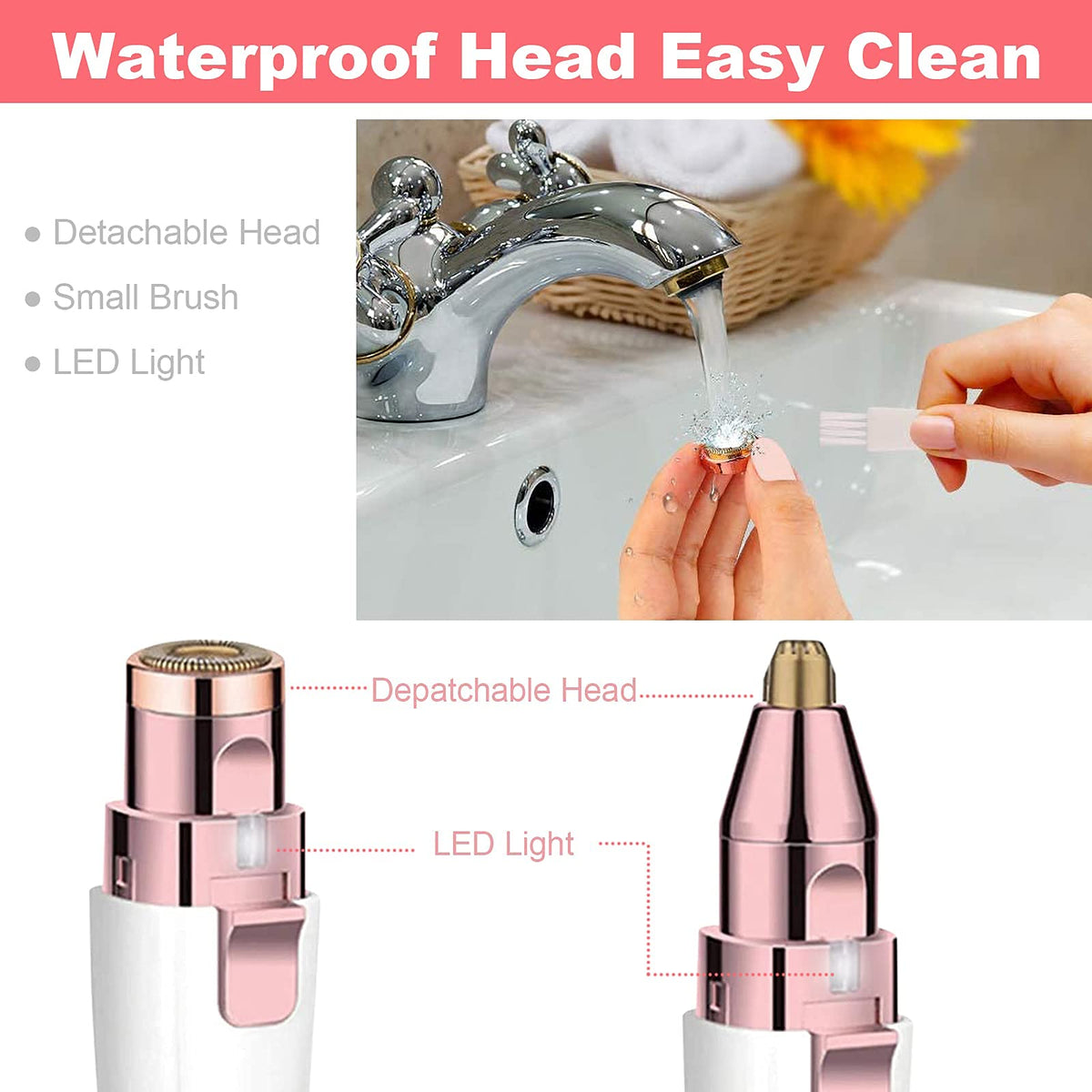 Facial Hair Remover 2-in-1 Rechargeable Epilator White I188185