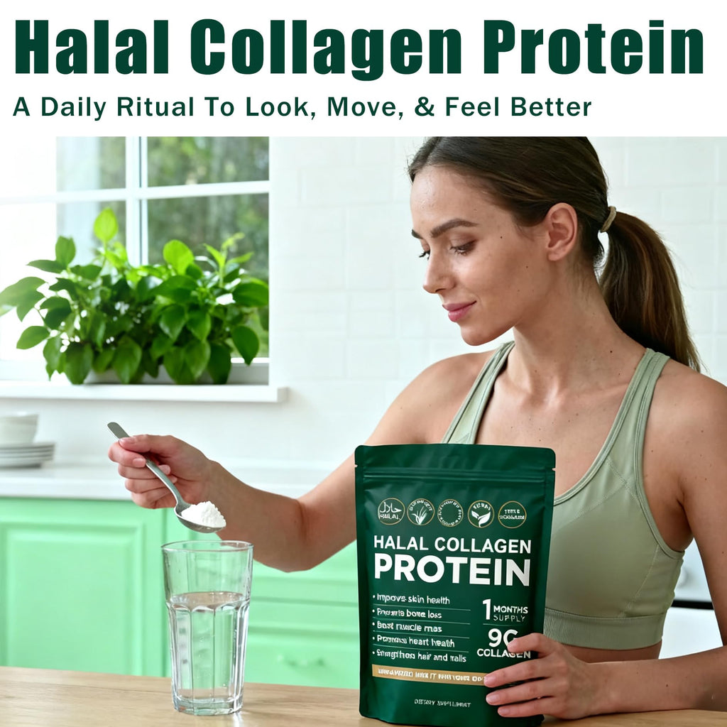 Halal Collagen Protein Powder, Grass Fed Organic Hydrolyzed Peptides, Unflavoured, 30 Servings T79582