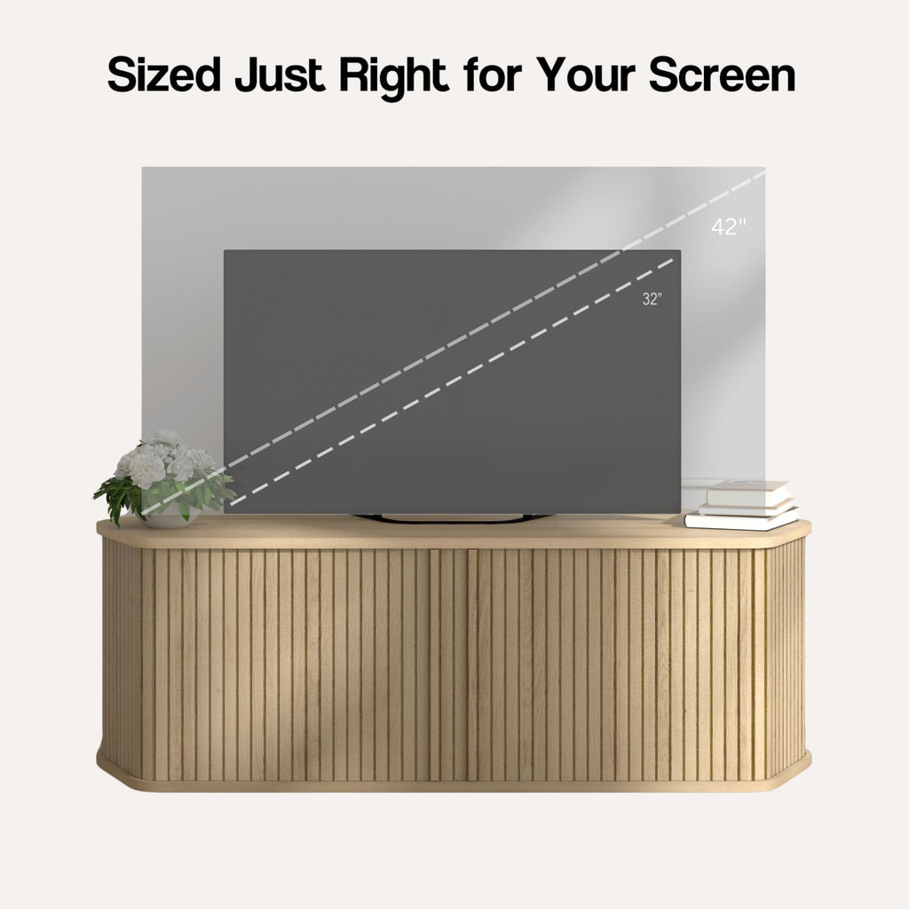43 Inch Corner TV Stand with Sliding Tambour Door J72376