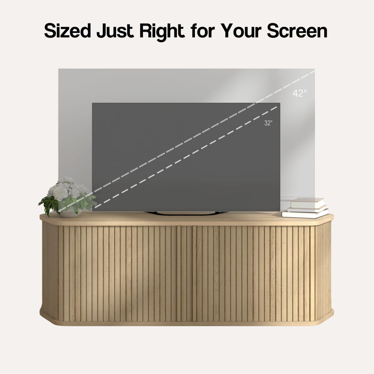 43 Inch Corner TV Stand with Sliding Tambour Door J72376