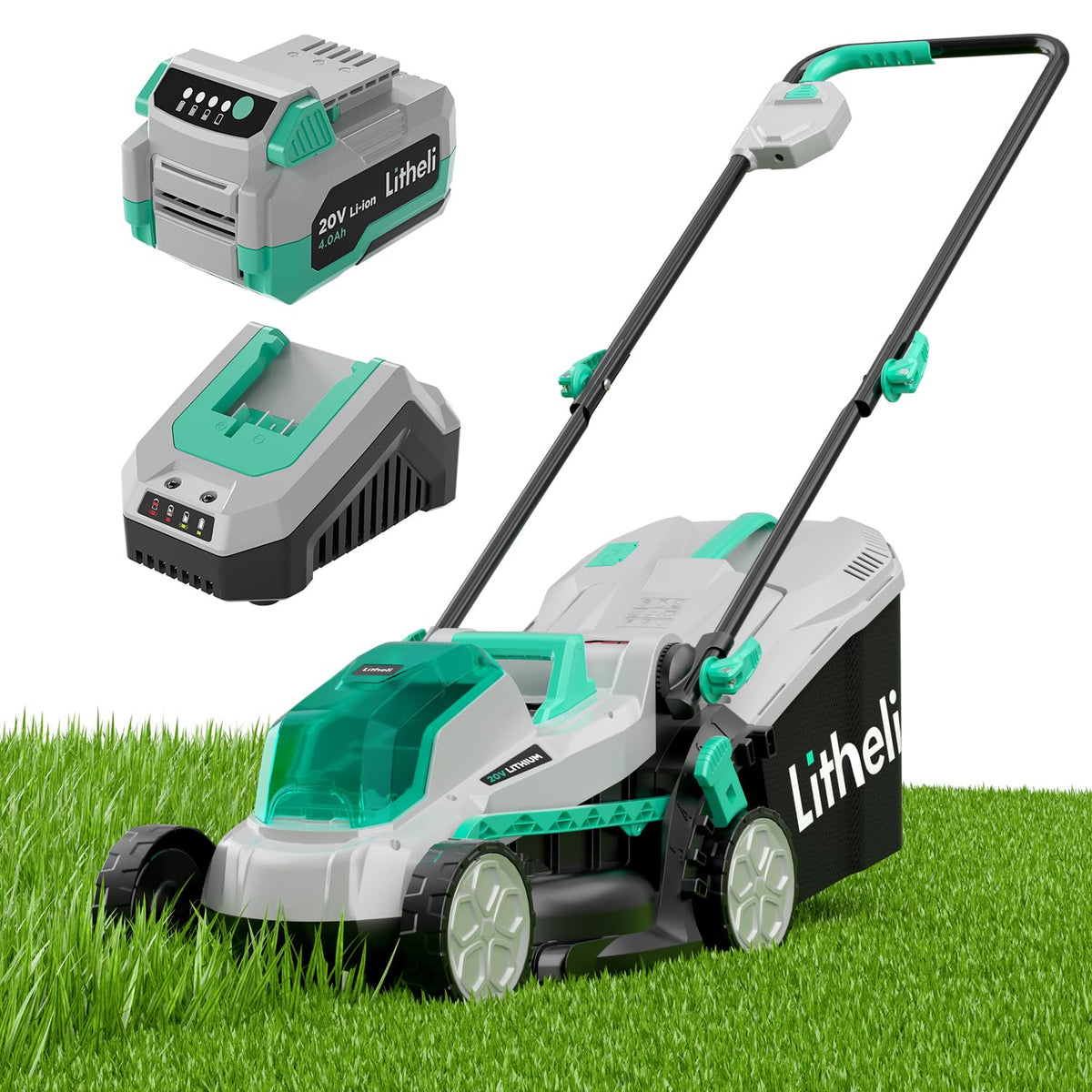 13" Cordless Electric Lawn Mower with Battery & Charger F35878