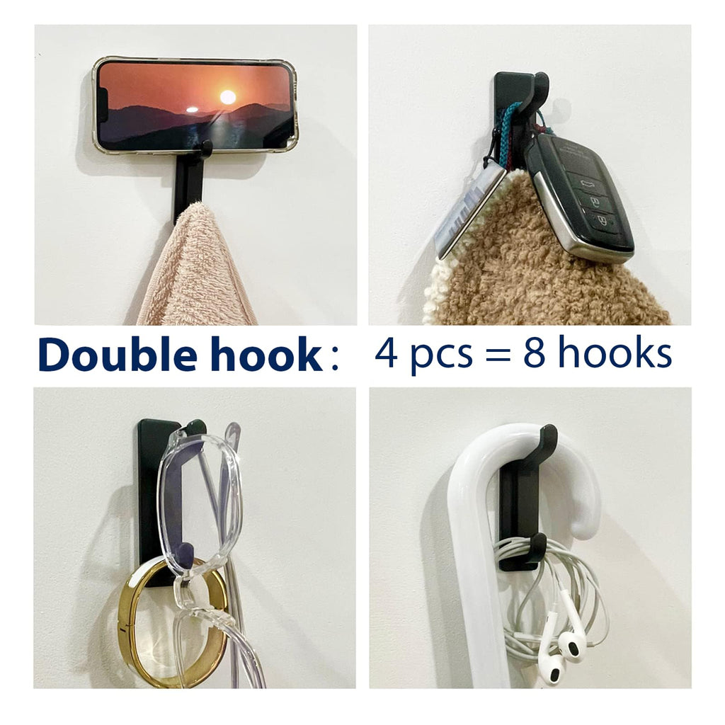 Black 4 Pack Stick-on Hooks Y84402