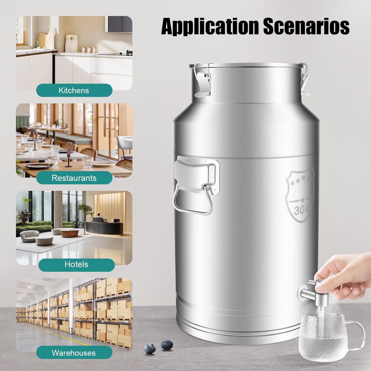 35L Stainless Steel Milk Can with Faucet J8771